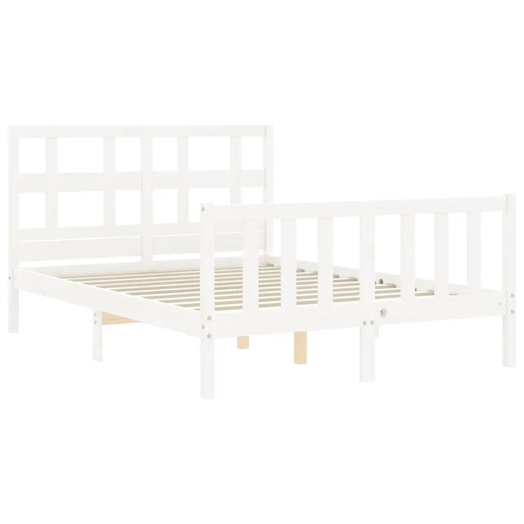 Letto senza Materasso-Struttura Letto Bianco 140x190 cm Legno Massello di Pino 217111