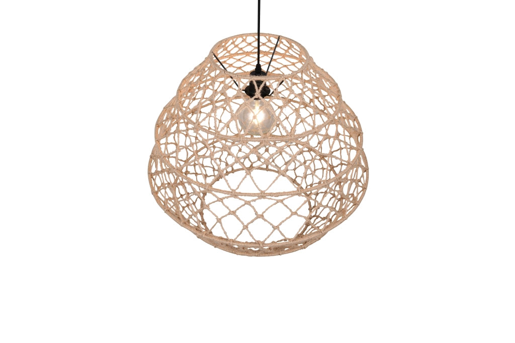 Lampada a sospensione, canapa e metallo, naturale e nero, D 60 cm, Hive