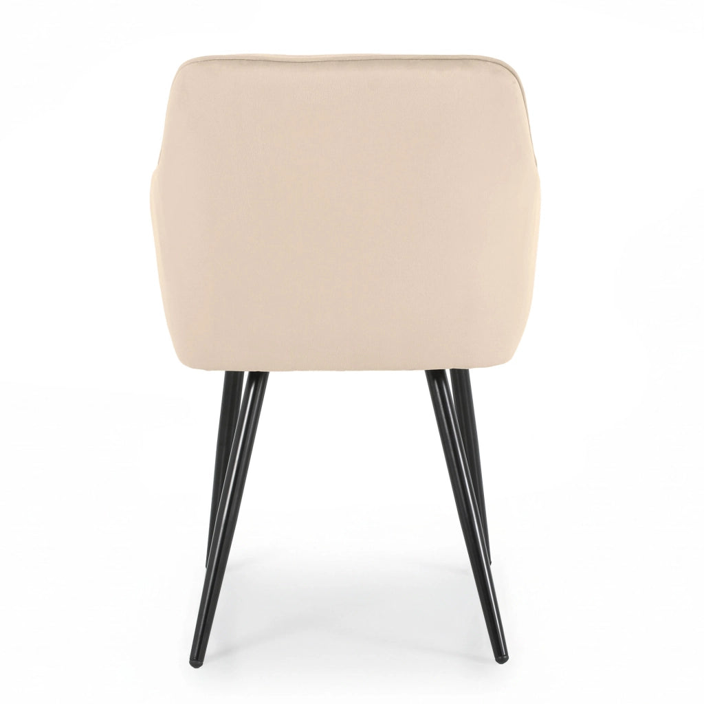 Set di 4 Sedie in velluto trapuntato DIAMANTE Beige gambe nere