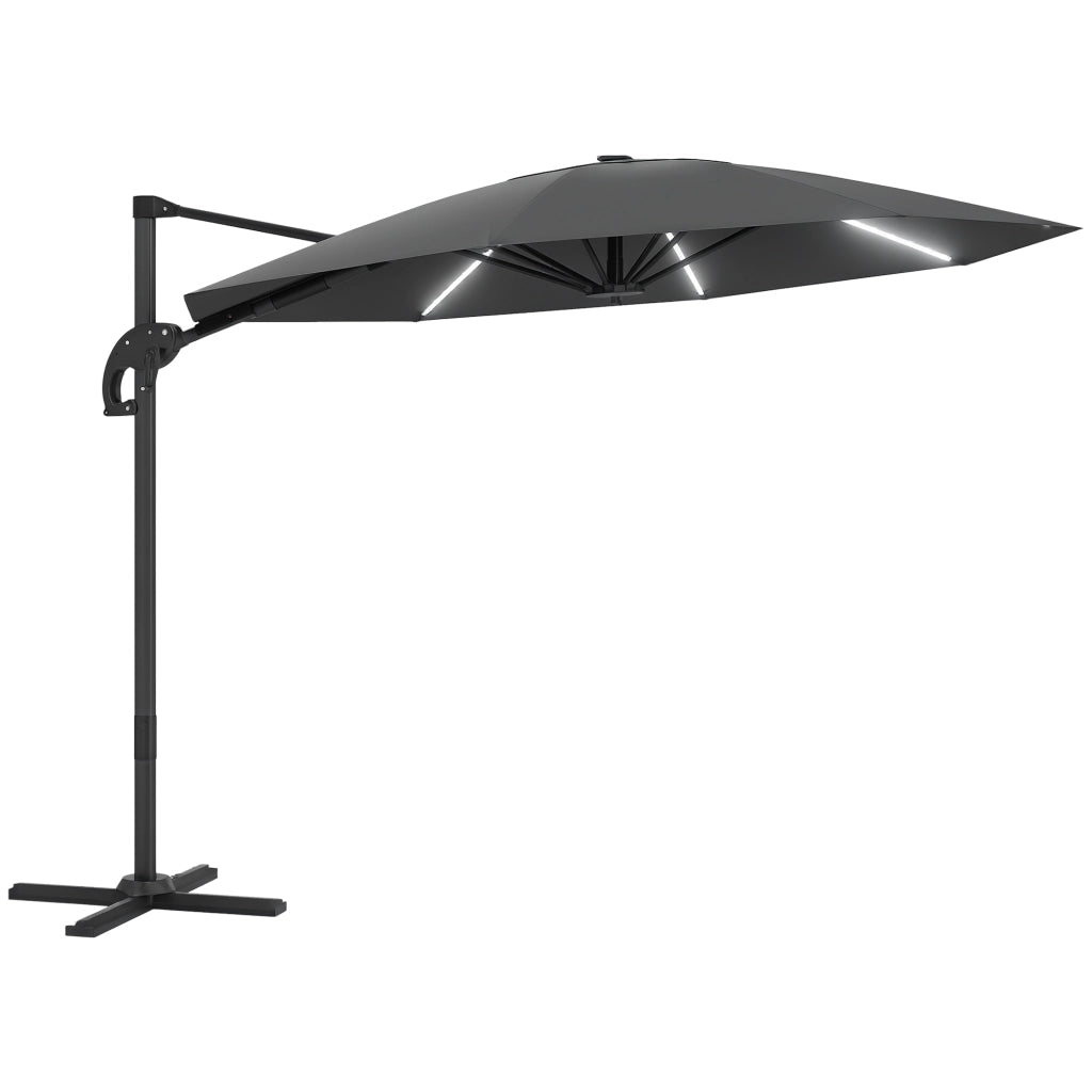 Ombrellone da giardino LED solare ¨C zephmum ¨C 300 cm regolabile in altezza grigio antracite