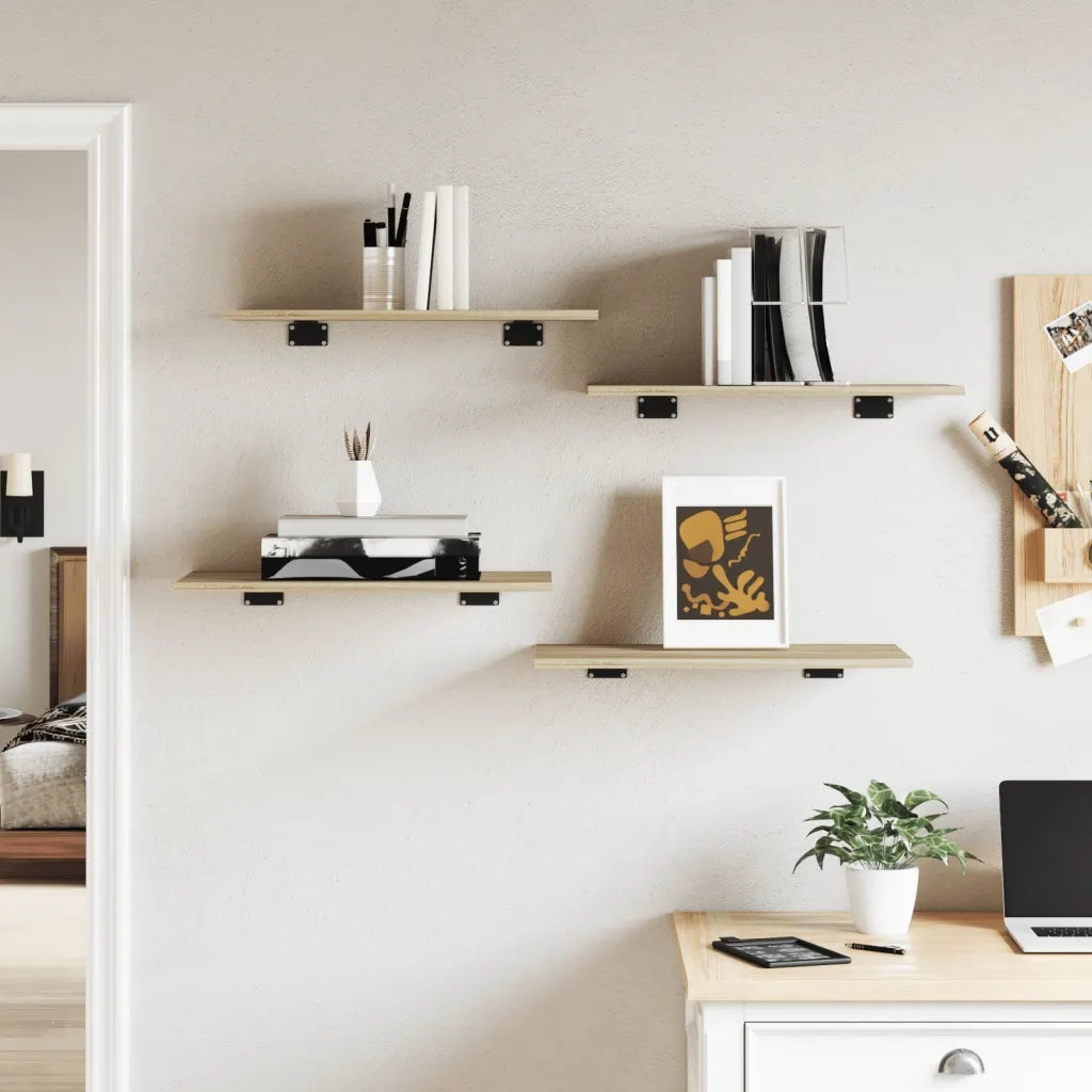 Ripiani per Libreria 4pz Rovere Sonoma 60x30x1,5cm Multistrato 805240