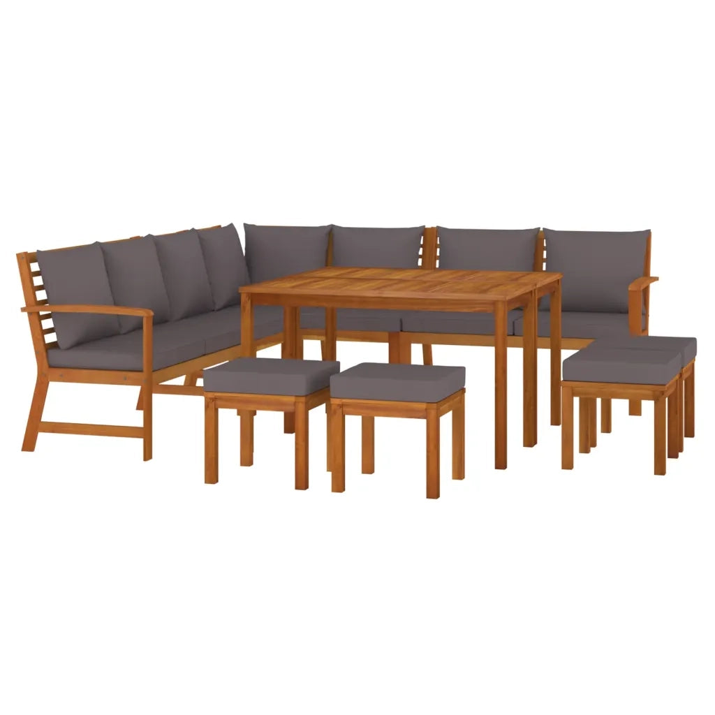 Set da Pranzo Giardino 11 pz con Cuscini Legno Massello Acaciacod mxl 76278
