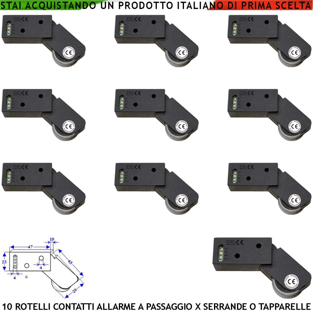Allarme per Tapparelle Rotello Marrone 10 Pezzi Protegge la Serranda dallo Strappo e dal Sollevamento lo Switch Mosso dalla Rotella con Gammes Genera Impulsi Veloci 50 mS Necessita di Conta Impulsi
