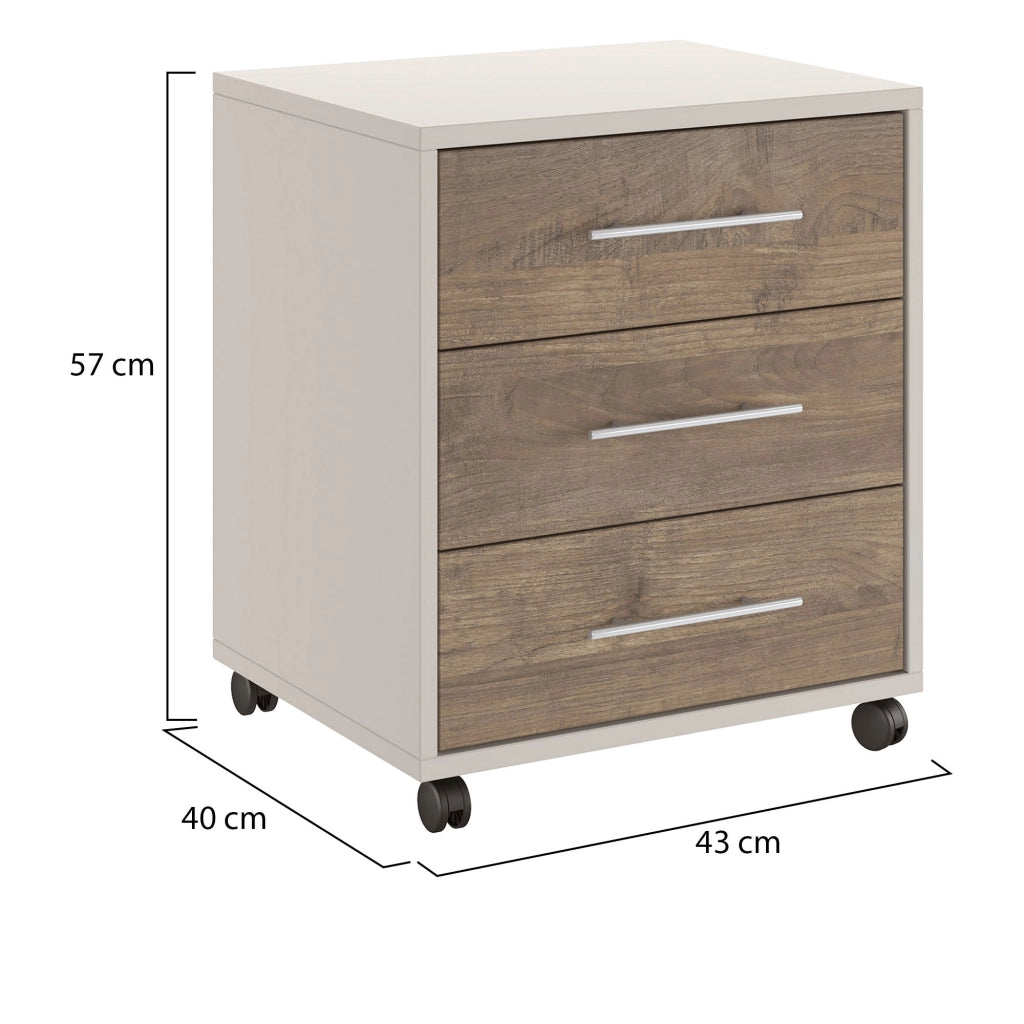 Pisano, Cassettiera 3 Cassetti, 43x40x57h cm Beige