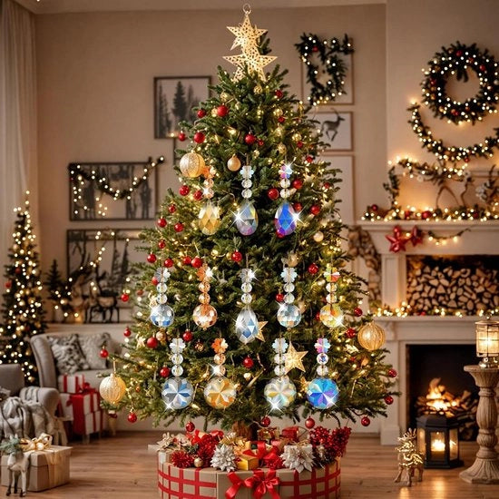 Ornamenti di cristallo per albero di Natale 12 pezzi 22 mm raggi di sole sfera portatrice di luce prisma per albero di Natale, matrimonio, festa e decorazione di casa