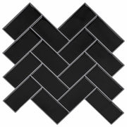 Piastrella a Spina di Pesce 10 pcs Nero 30 x 30 cm