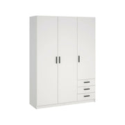 Guardaroba 3 ante Simeon, Mobile camera da letto, Cabina armadio portabiti, Armadio appendiabiti, 147x50 h200 cm, Bianco