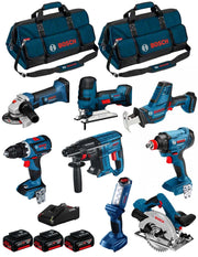 BOSCH Kit 18V BK802BAG (GDX 18V-180+GSR 18V-60C+GBH 18V-21+GKS 18V-57+GST 18V-LIS+GWS 18-125V-LI+GLI 18V-300+GSA18V-LIC+3x5,0Ah)