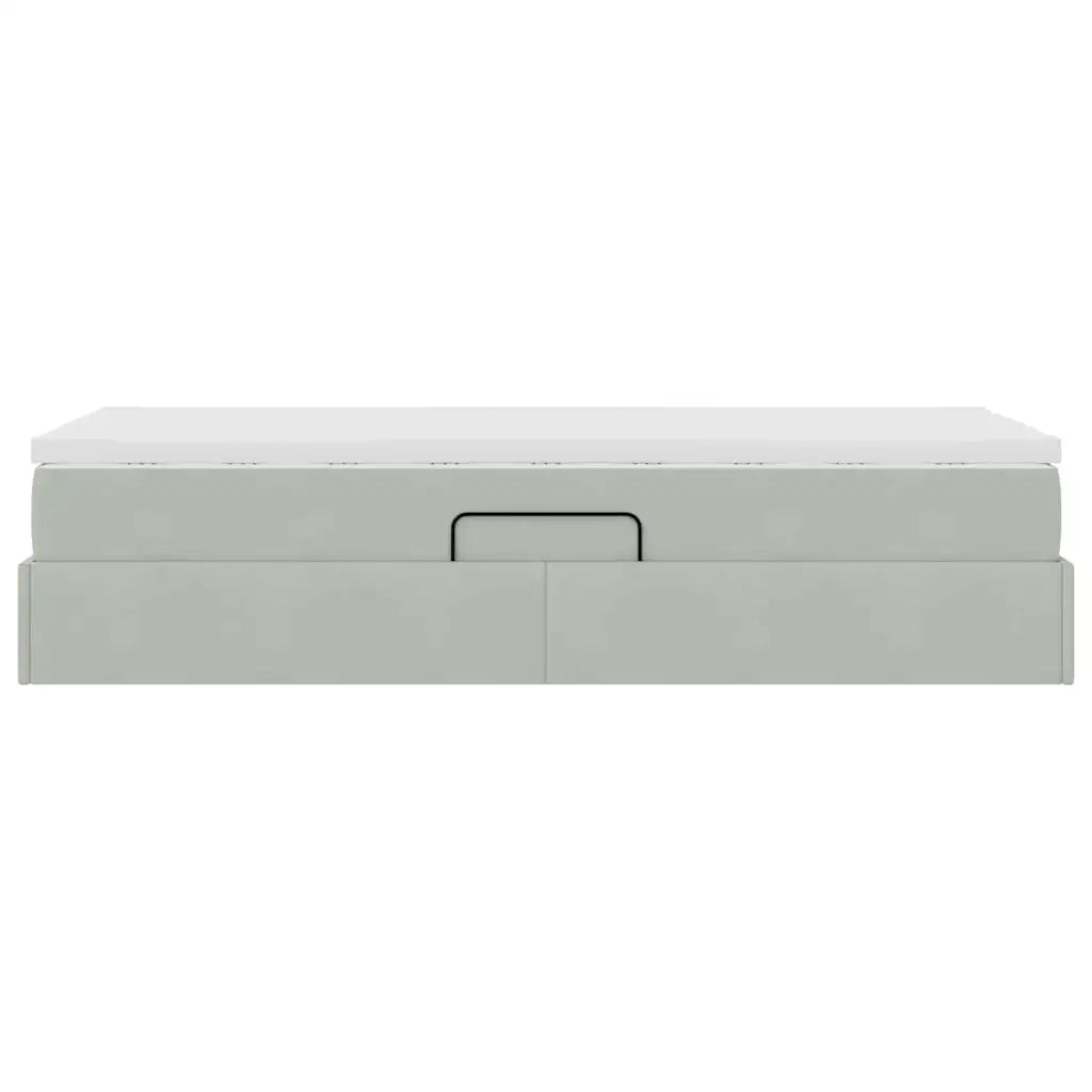 Letto con contenitore e materasso Grigio chiaro 90 x 200 cm