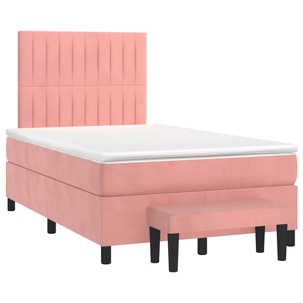 Giroletto a Molle con Materasso Rosa 120x190 cm in Velluto