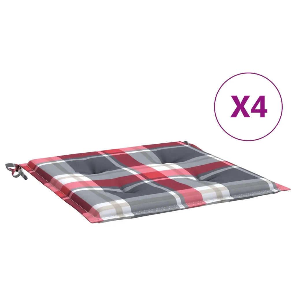 Cuscini Sedie Giardino a Quadri Rossi 4 pz 50x50x3 cm Tessuto