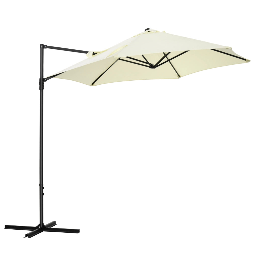 Ombrellone da Giardino a Sbalzo Ø256x245 cm con Rotazione a 360 Beige
