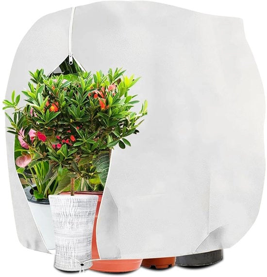Protezione invernale per piante, calotta di protezione contro il gelo, contenitore di protezione per piante in inverno con cavo di trascinamento, protezione invernale per piante riutilizzabile, permeabile, resistente alle scalfitture, 160x180 cm (bianco)