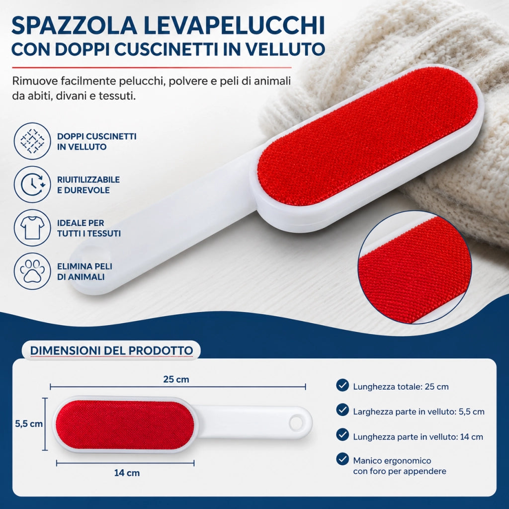 Spazzola Levapelucchi Indumenti in Velluto 25 cm 74292