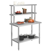 Tavolo Lavoro Cucina con Mensola-Piano di Lavoro Cucina 120x60x150 cm in Acciaio Inox 421587