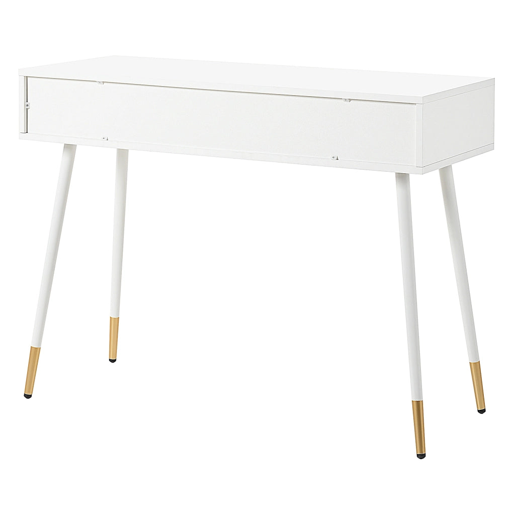 Tavolo da toeletta 100x40x76 cm con 2 cassetti; bianco