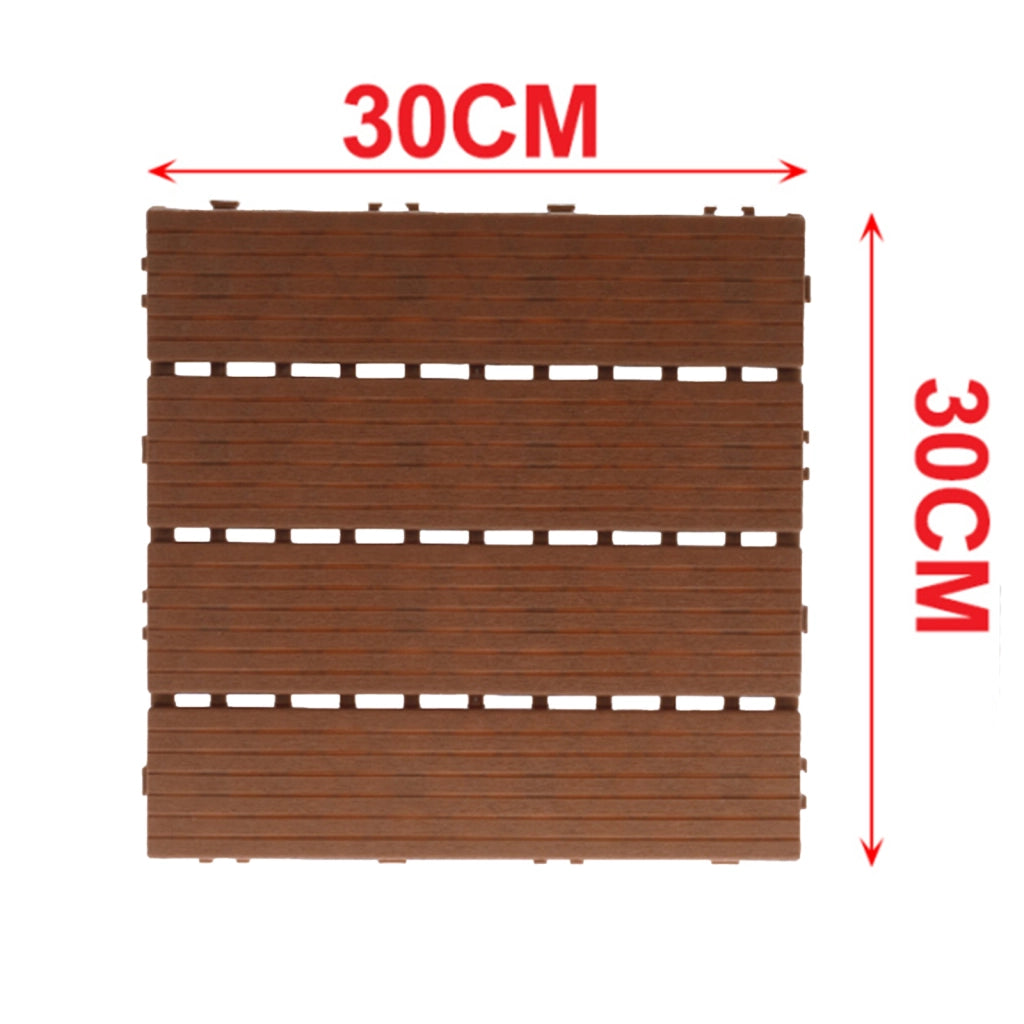 Set 10 Piastrelle PVC Giardino 30x30x2 cm Marrone a Incastro