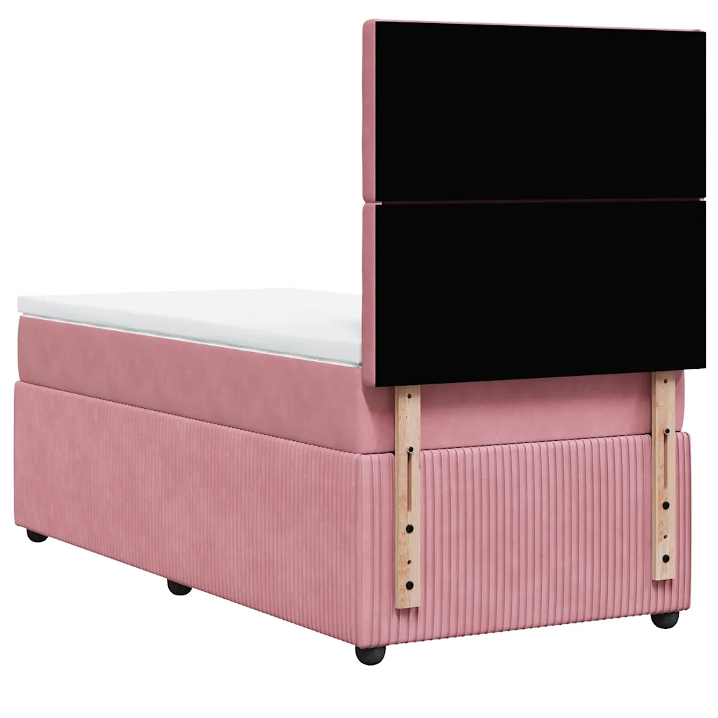Giroletto a Molle con Materasso Rosa 90x190 cm in Velluto