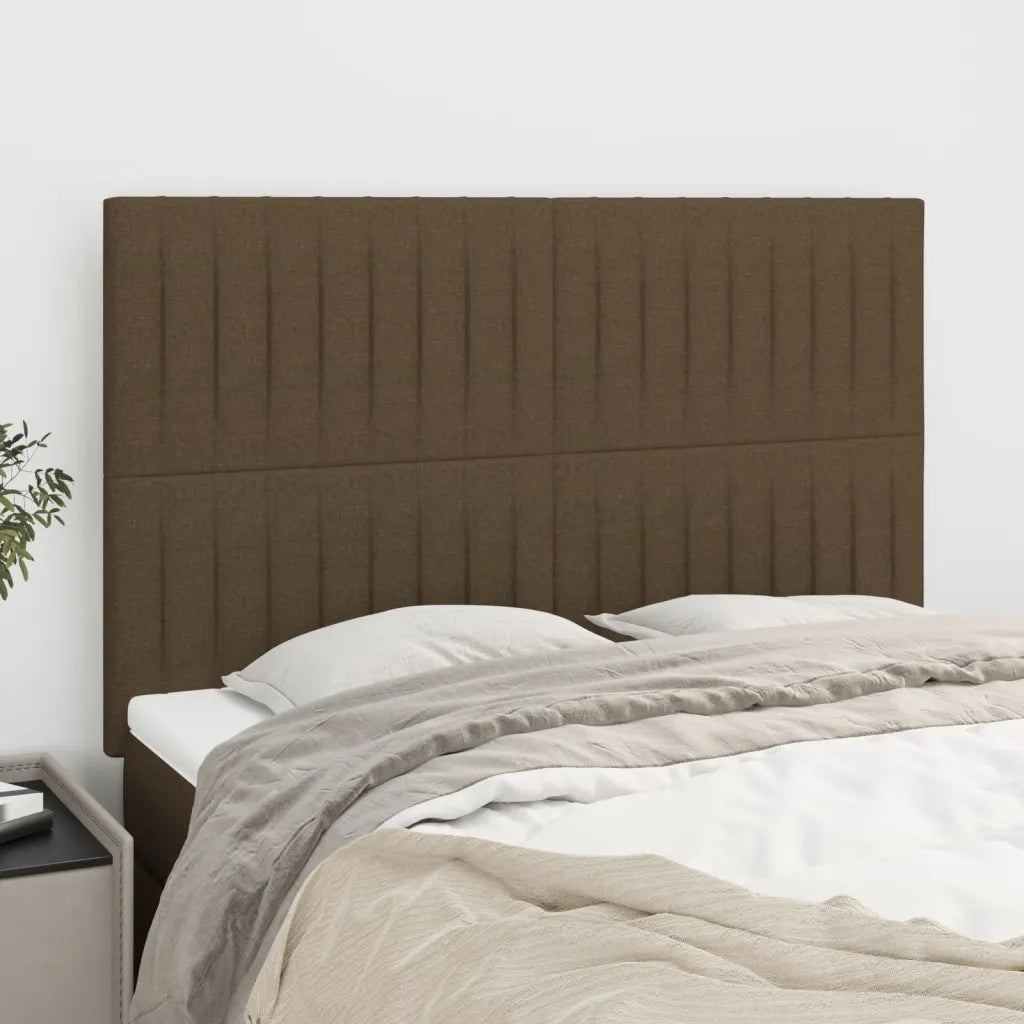 Testiera-Testata-Testiera Decorativa Marrone Scuro 144x5x118/128 cm Tessuto 786255