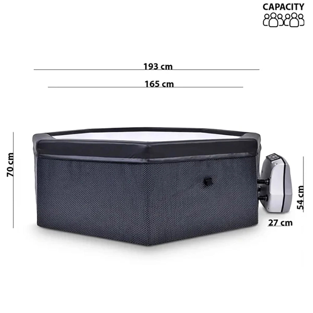 Vasca Idromassaggio Piscina Spa Semirigida Ottavia 4 Adulti 2 Bambini 1000 L 193x193x70 cm in PVC Grigio