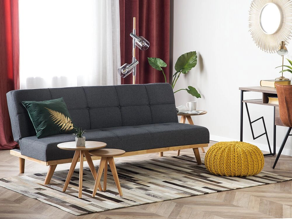 Divano letto Click Clack a 3 posti in soggiorno moderno trapuntato grigio