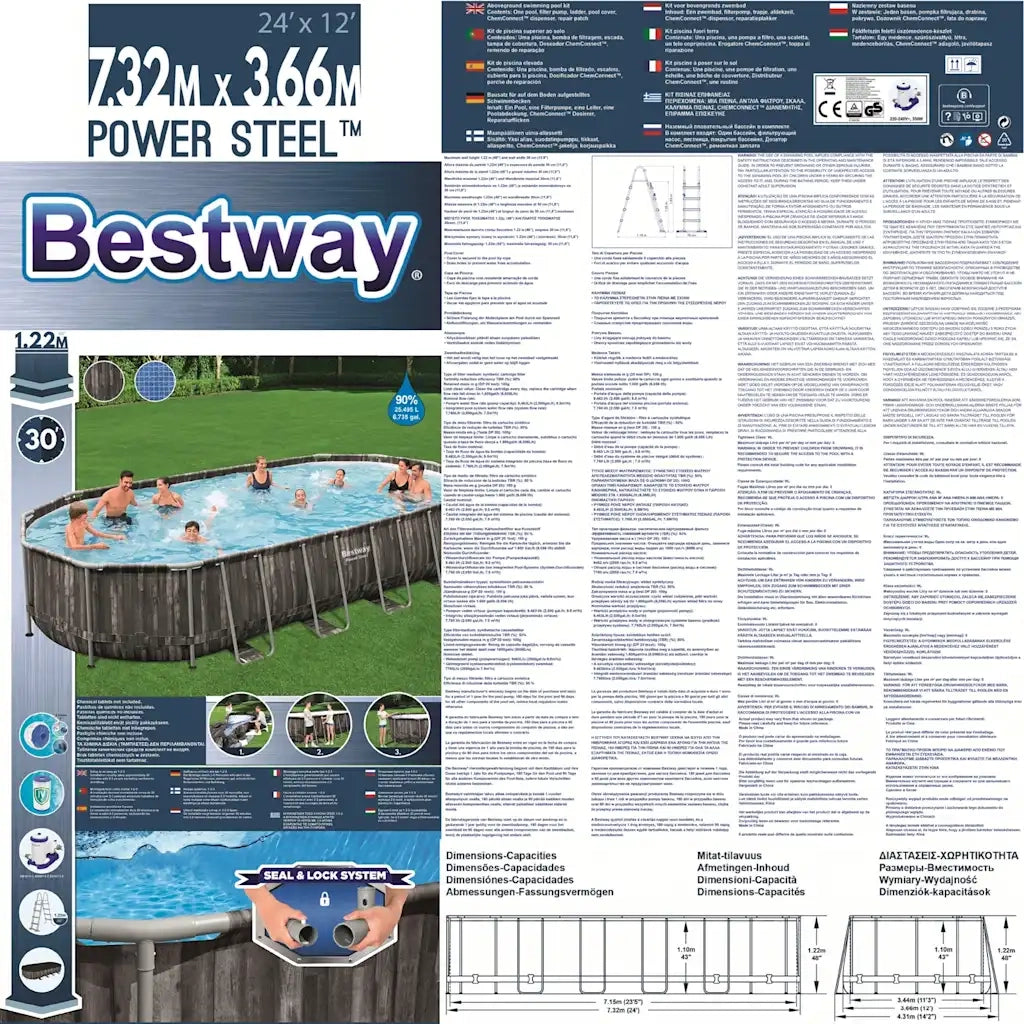 Bestway Set Piscina Ovale 7,32x3,66x1,22 m 93347