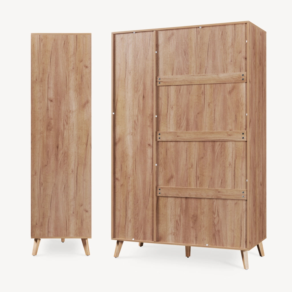 Armadio Guardaroba Norg con 3 Ante e 4 Scomparti 191x120x52 cm - Effetto Rovere [en.casa]