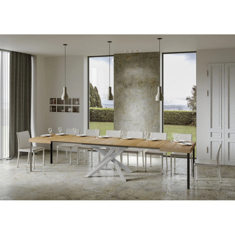 Tavolo allungabile 140/400x90 cm Volantis telaio Bianche - Quercia Natura