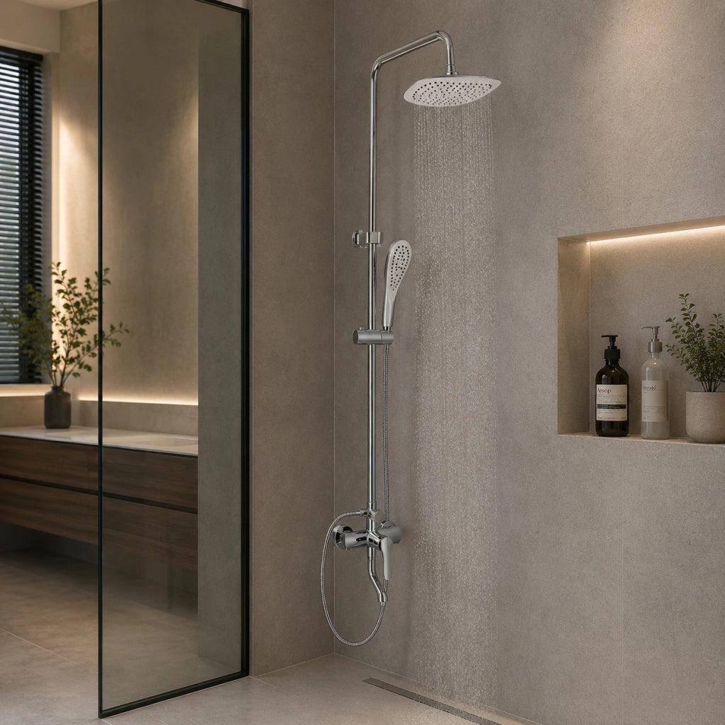 Soffione Doccia Per Bagno Quadrato Multigetto Bianco 15x15 cm 1/2" 69289