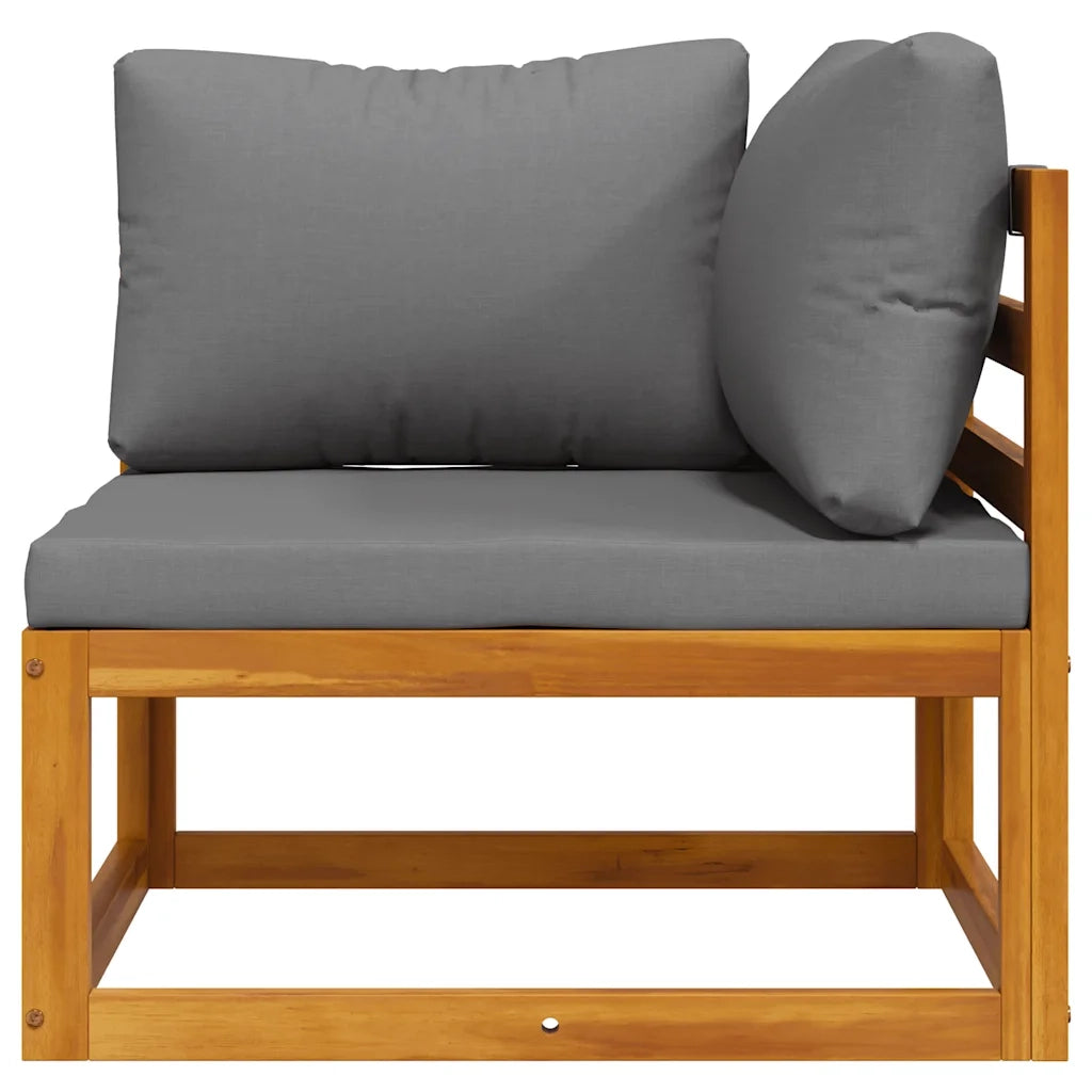 Divano Angolare Modulare Cuscini Grigio Scuro Massello Acacia cod mxl 65881