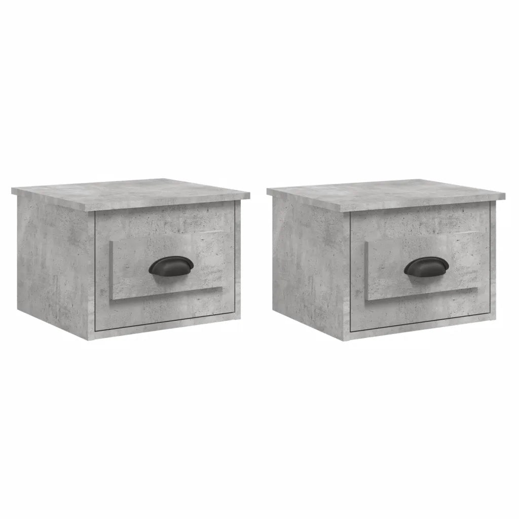 Comodini a Parete 2 pz Grigio Cemento 41,5x36x28 cm 816385