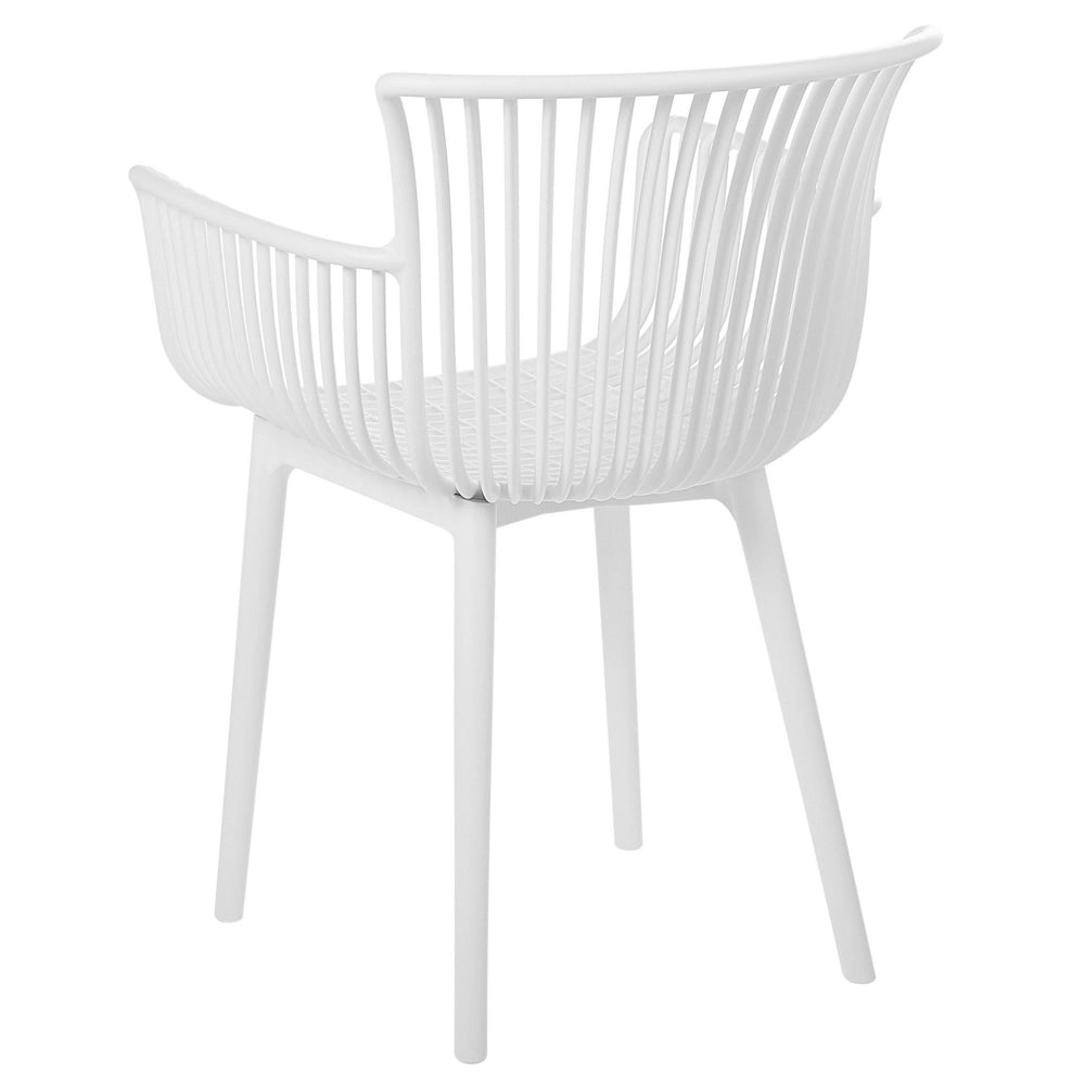 Set di 4 sedie da pranzo in plastica bianca per interni ed esterni da giardino con braccioli in stile minimalista