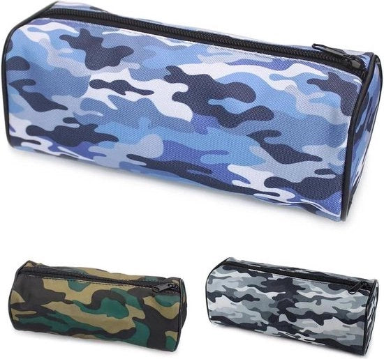 Etui per bambini - scuola media - colore nero grigio blu verde mimetico - contenitore per oggetti - grande tasca di stoccaggio - Etui per ragazzi
