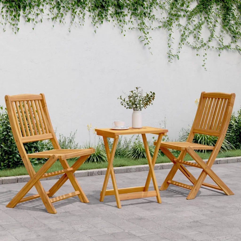 Set da Pranzo da Giardino Pieghevole 3 pz | Set Salotto da Giardino in Massello di Acacia