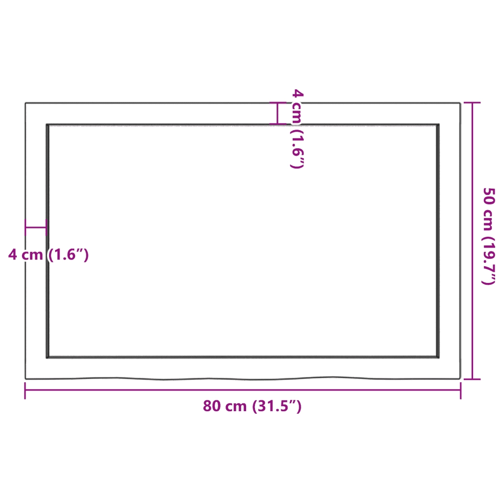 Ripiano a Parete 80x50x(2-6) cm Massello Rovere Non Trattato 363550