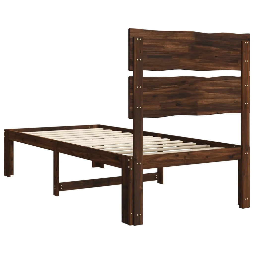 Letto Singolo con Testiera ROSTOCK Marrone Scuro 90 x 190 cm 903482