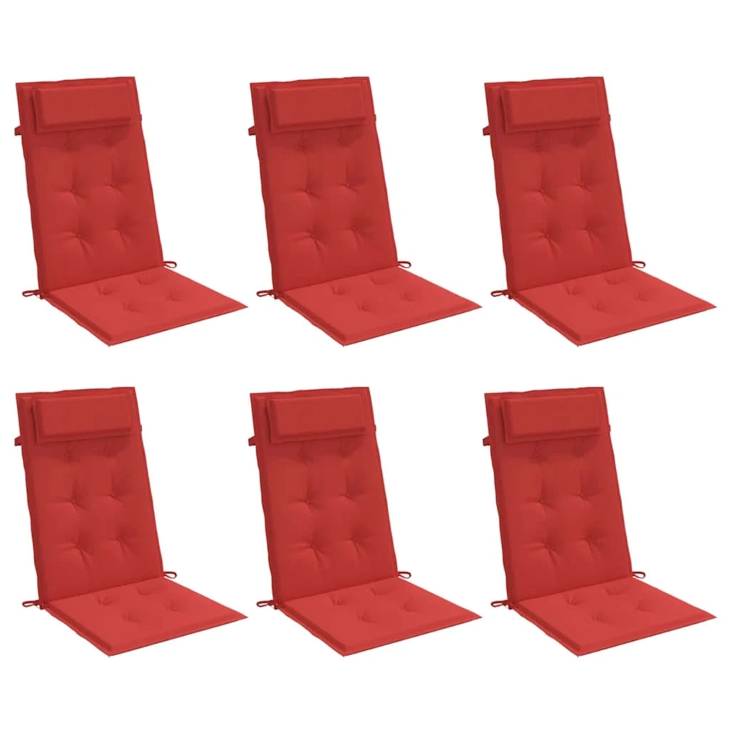 Cuscini per Sedia con Schienale Alto 6 pz Rosso Tessuto Oxford 361894