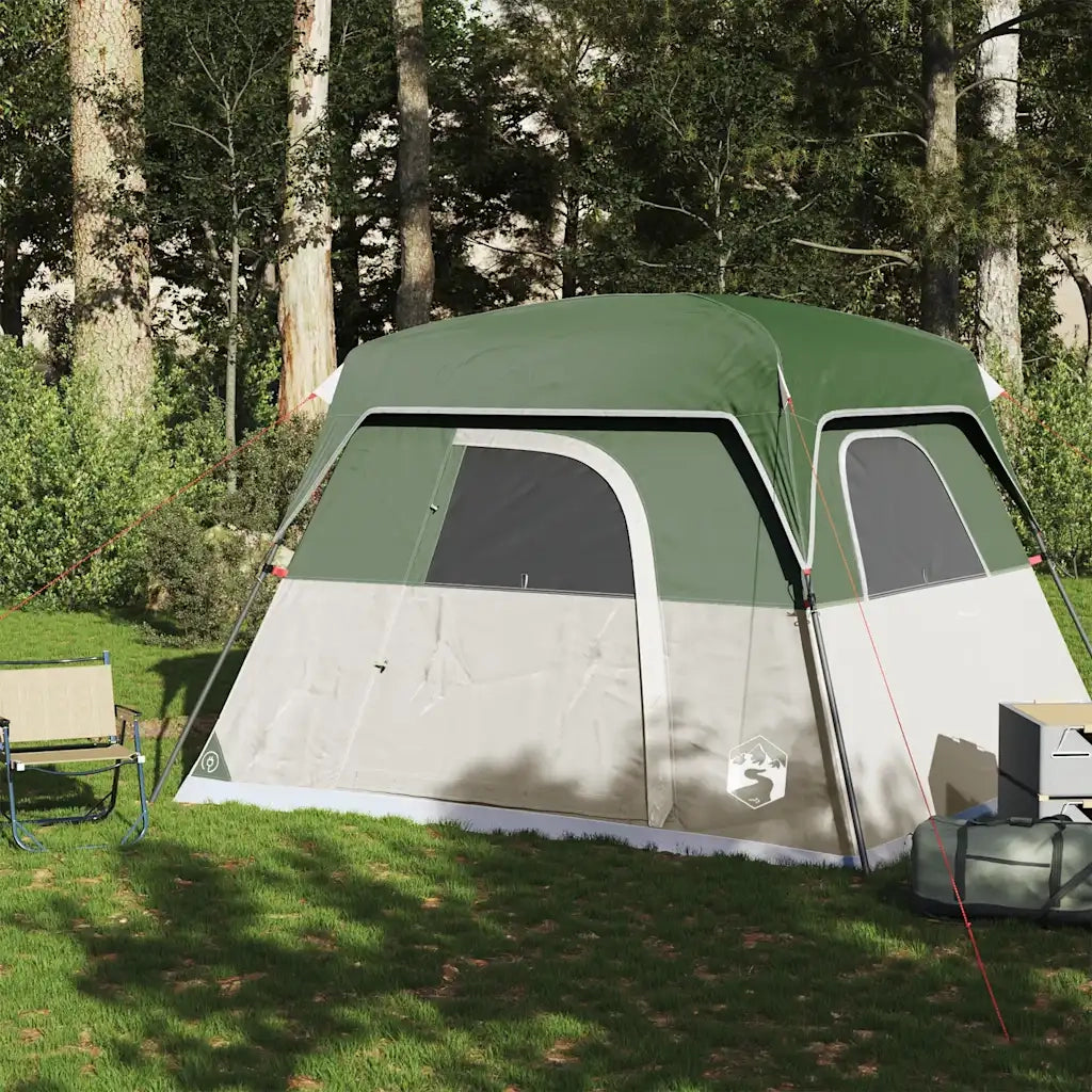 Tenda da Campeggio a Cabina per 4 Persone-Tenda per Escursionismo Verde Impermeabile 304060