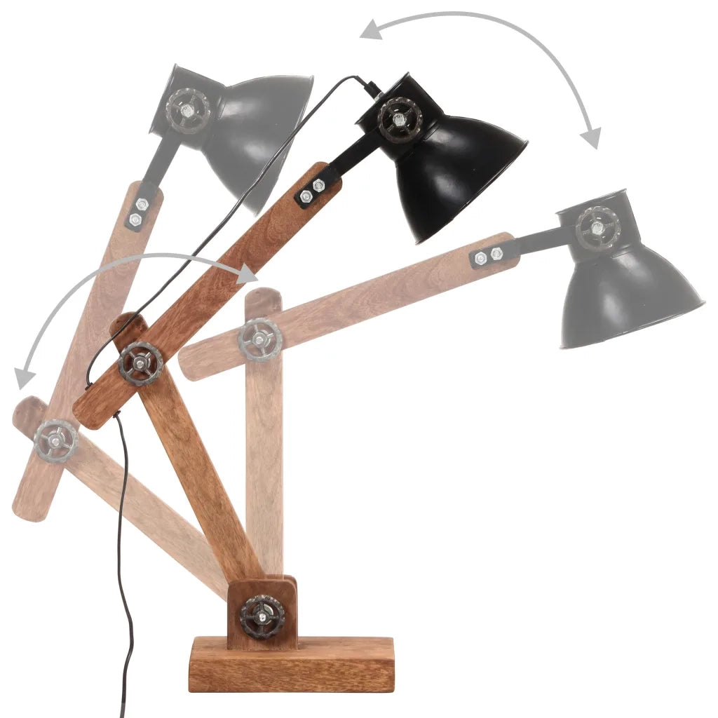 Lampada da Scrivania Industriale Nera Rotonda 58x18x90 cm E27 320553