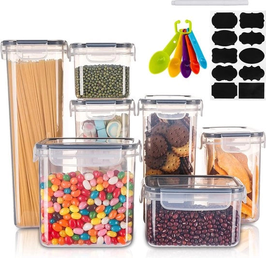 Bacchi in plastica per magazzino, contenitori per la conservazione alimentare con coperchio ermetico, sicuri per il forno a microonde, lavastoviglie e congelatore, contenitori in plastica BPA liberi, soluzione di conservazione per la cucina
