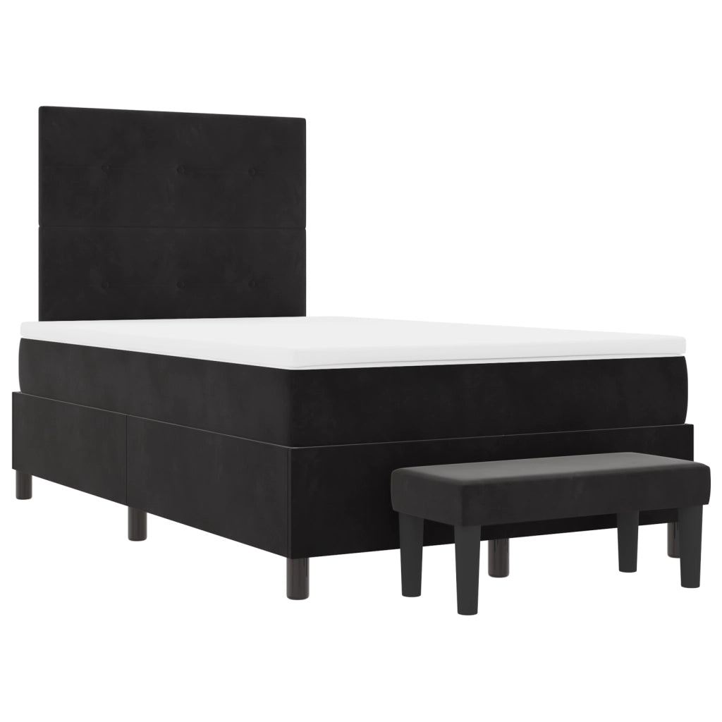 Letto con Rete con Materasso e Panchina Nera 120x200 cm Velluto