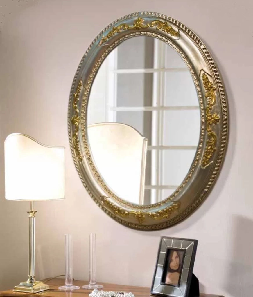Mobili2g - specchiera in foglia argento con particolari con mecca- misure: l.74 x h.94 x p.5