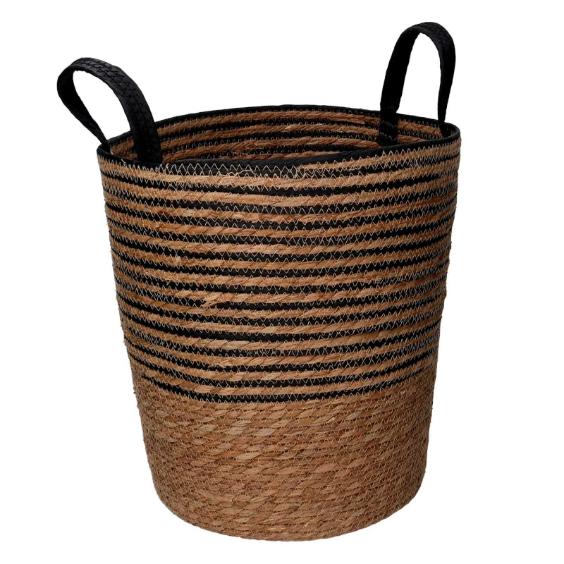 Cesta fibra naturale 1-3 naturale e nero tondo cm ø36h40