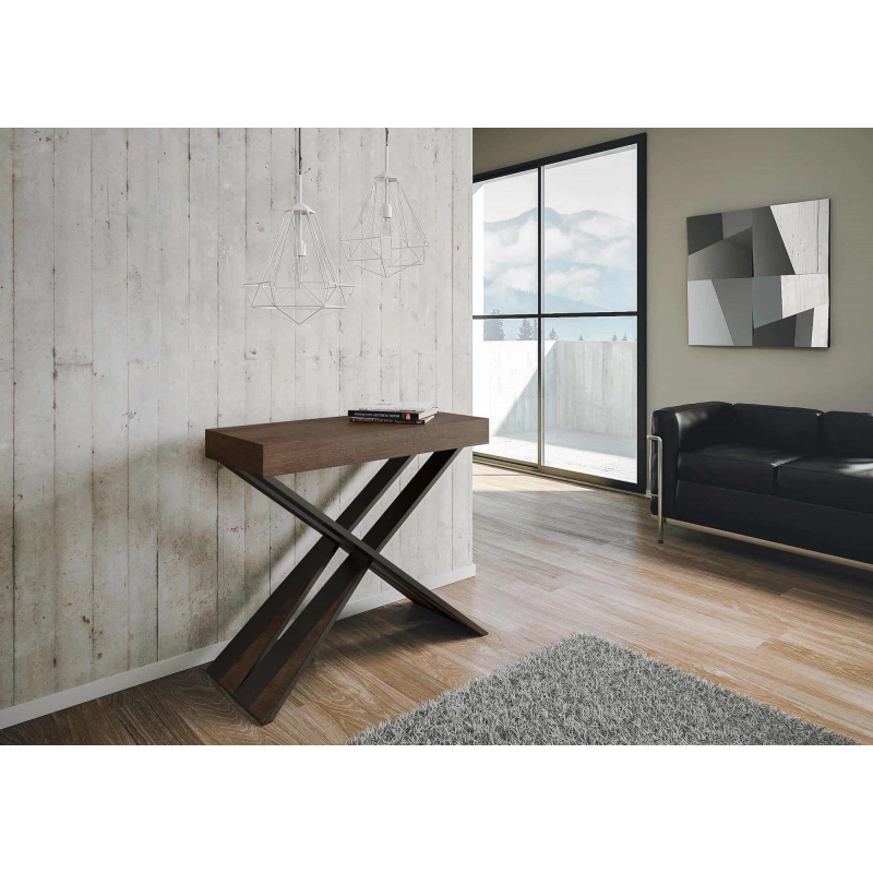 Consolle allungabile 90x40/300 cm Diago Premium telaio Antracite - Noce