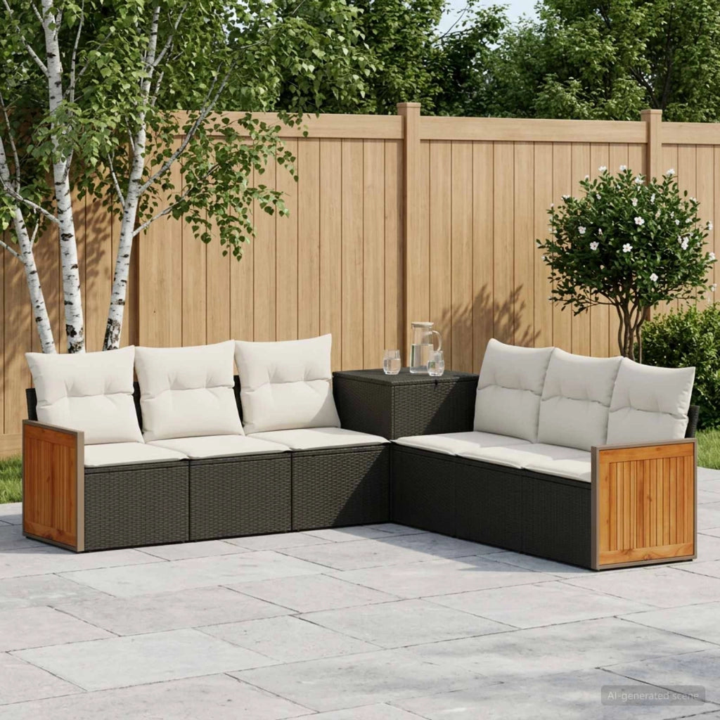 Set di divani 7 pz Nero e Bianco Crema 3448883