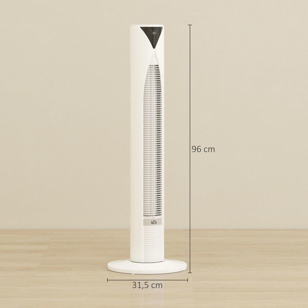 Ventilatore a torre oscillante con telecomando 4 modalit¨¤ 3 velocit¨¤ timer ¨C zephmum ¨C 31.5x31.5x96 cm bianco