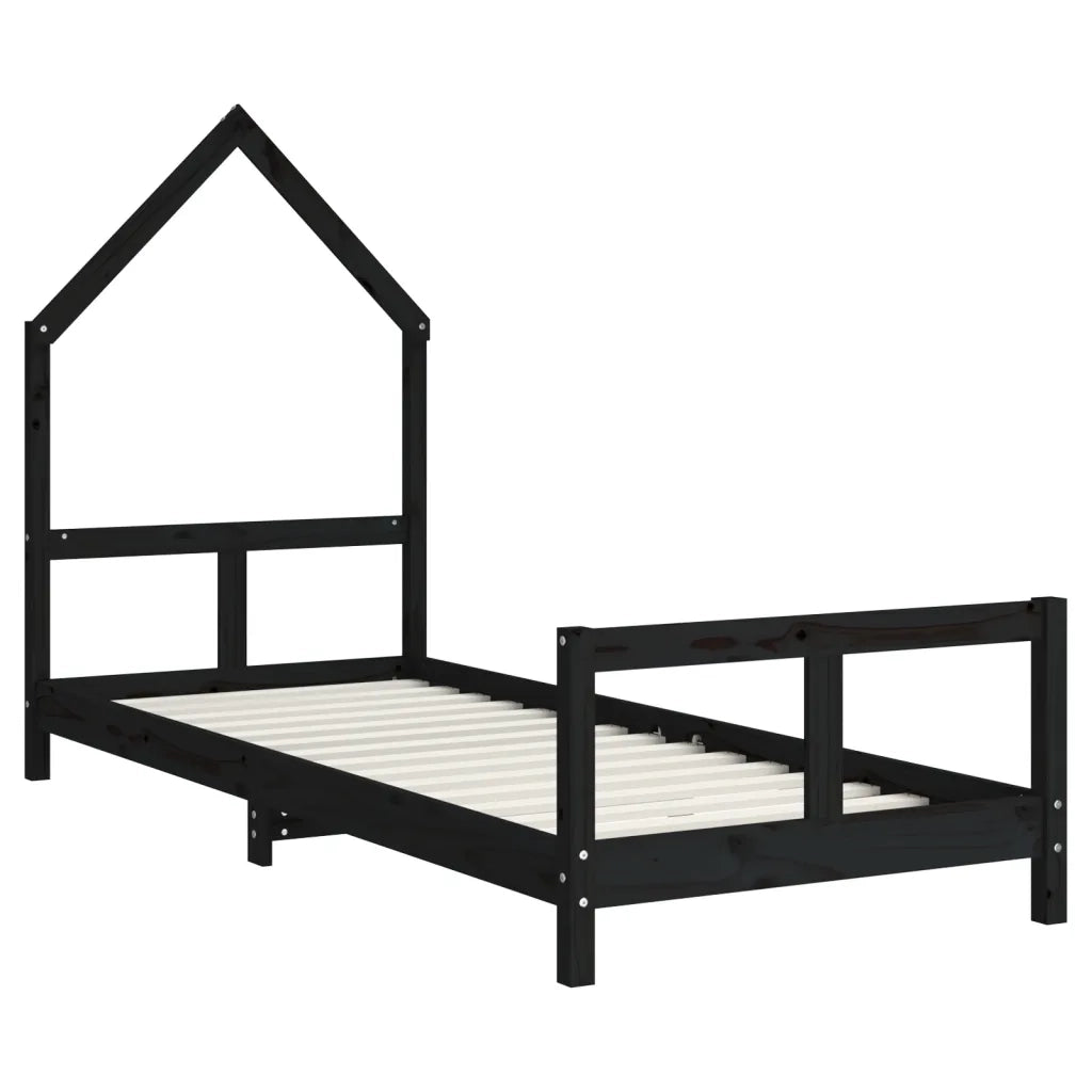 Giroletto per Bambini-Struttura Letto Bambini Nero 80x200 cm in Legno Massello di Pino 812645