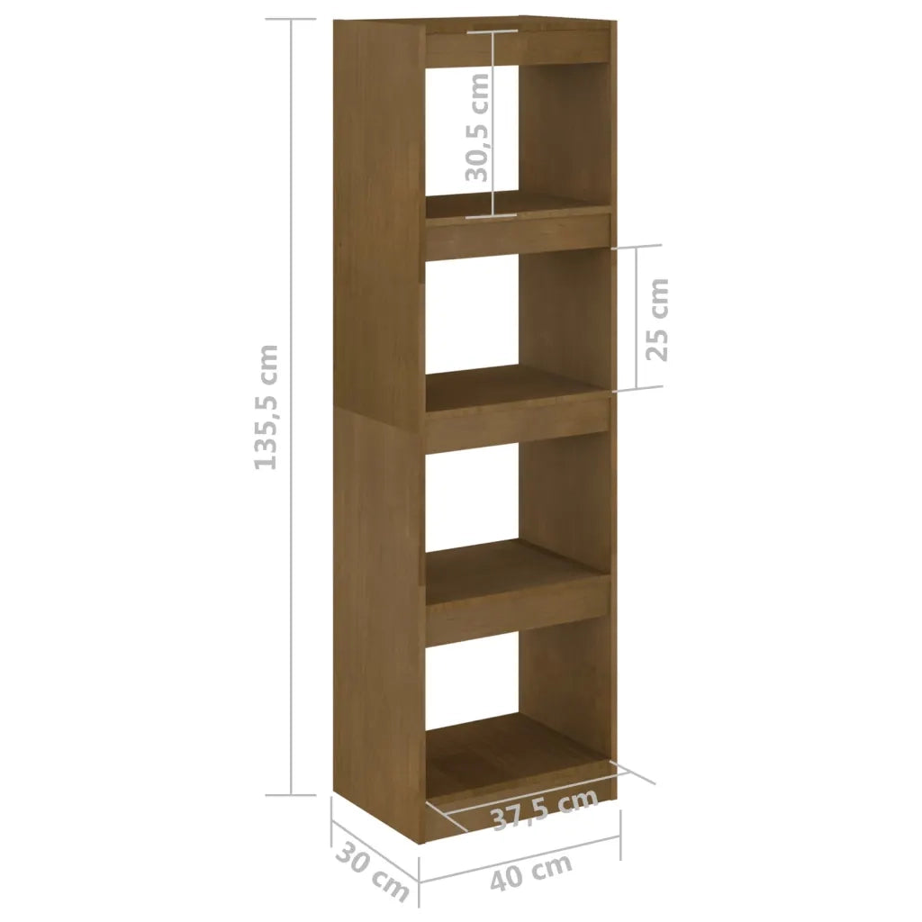 Libreria Divisorio-Scaffale per Libri-Mobile di Stoccaggio Ambra 40x30x135,5 cm in Massello di Pino