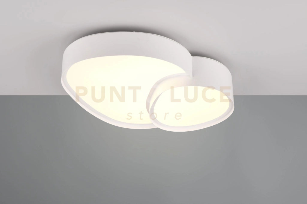RISE PLAFONIERA A LED 21W 2400lm, 2700 - 6500K FORMA ORGANICA BIANCA CON TELECOMANDO MULTIFUNZIONE L. 44CM DIMMERABILE