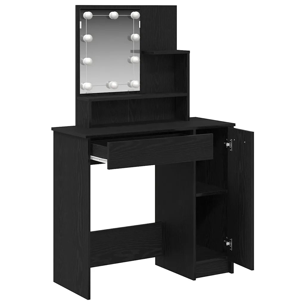 Tavolo da Trucco con cassetto Rovere Nero 86,5 x 35 x 136 cm CFW8291037